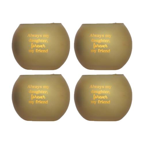 4PK Love & Light Daughter Tea Soy Candle Holder Home Decoration Gift Gold Glass 