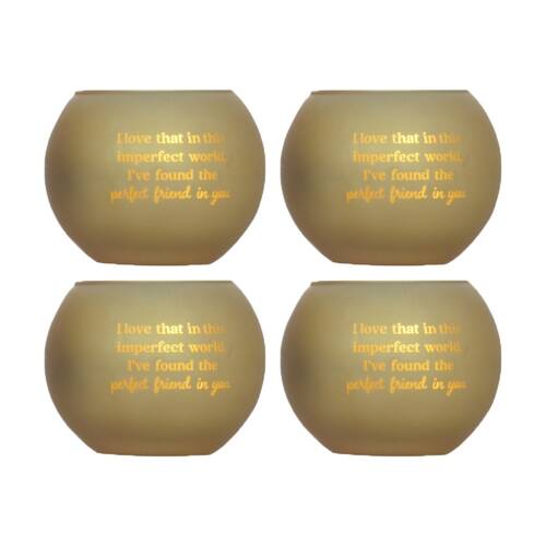 4PK Love & Light Friend Tea Soy Candle Holder Home Decoration Gift Gold Glass 