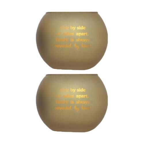 2PK Love & Light Family Tea Soy Candle Holder Home Decoration Gift Gold Glass 