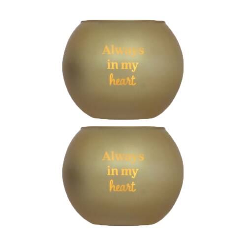 2PK Love & Light Rememberance Memorial Tea Soy Candle Holder Gold Glass 