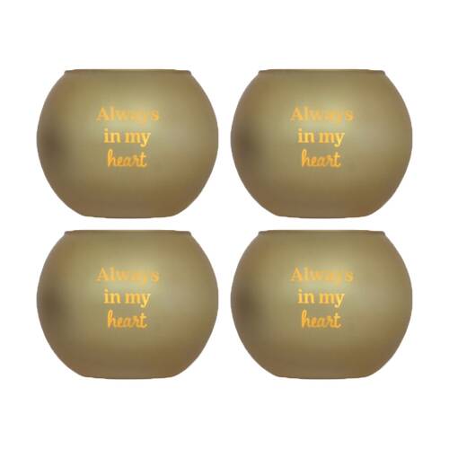 4PK Love & Light Rememberance Memorial Tea Soy Candle Holder Gold Glass 