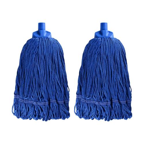 2PK Edco Heavy Duty Enduro 100 Percent Microfibre Mop Head Blue 350g