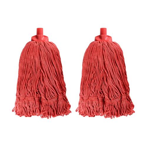 2PK Edco Heavy Duty Enduro 100 Percent Microfibre Mop Head Red 350g