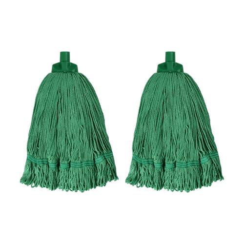 2PK Edco Heavy Duty Enduro 100 Percent Microfibre Mop Head Green 350g