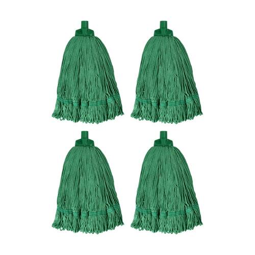 4PK Edco Heavy Duty Enduro 100 Percent Microfibre Mop Head Green 350g
