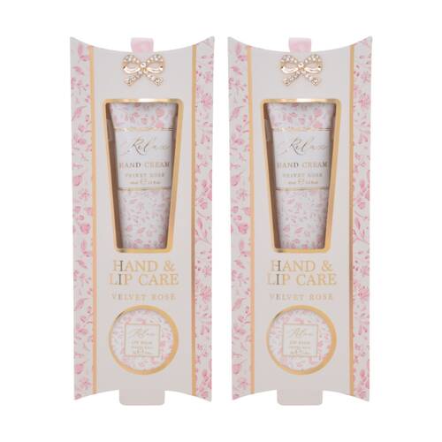 2PK Madelaine Velvet Rose Hand & Lip Care Set Pink Floral 40ml/10g