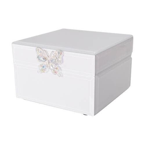 Gibson Gifts Crystal Butterfly Jewellery Box Small White Shimmer Storage