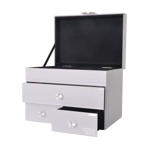 Gibson Gifts Crystal Butterfly Jewellery Box Large White Shimmer Chest