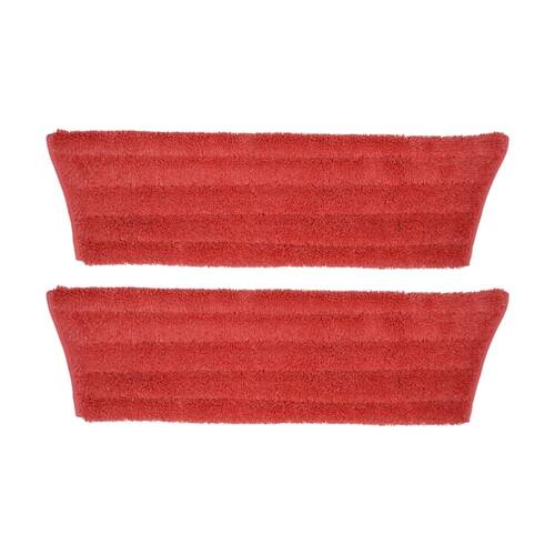 2PK Edco Enduro Microfibre Mop Pad Flat Refill Fits 27200 Frame Red 40cm