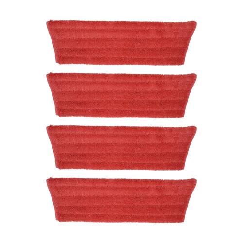 4PK Edco Enduro Microfibre Mop Pad Flat Refill Fits 27200 Frame Red 40cm
