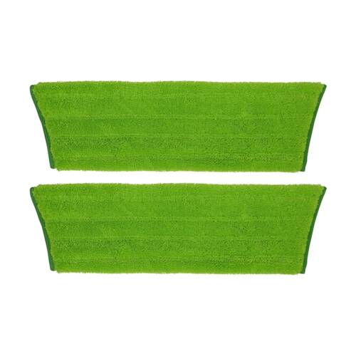 2PK Edco Enduro Microfibre Mop Pad Flat Refill Fits 27200 Frame Green 40cm