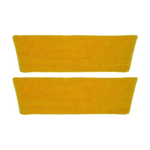 2PK Edco Enduro Microfibre Mop Pad Flat Refill Fits 27200 Frame Yellow 40cm