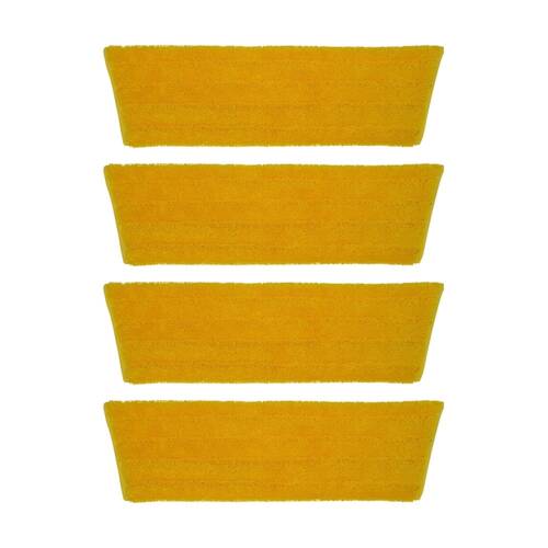 4PK Edco Enduro Microfibre Mop Pad Flat Refill Fits 27200 Frame Yellow 40cm