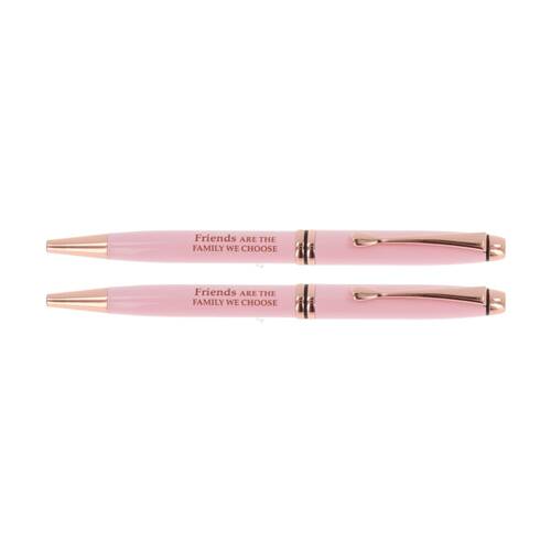 2PK Bridgewater Pen Company Friendship Sentiment Ballpen Pink RS Gold Lacquered