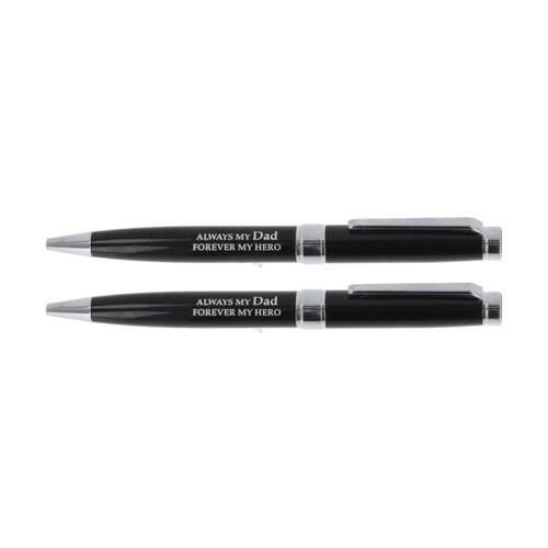 2PK Bridgewater Pen Company Dad Sentiment Writing Ballpen Black Silver Engraved