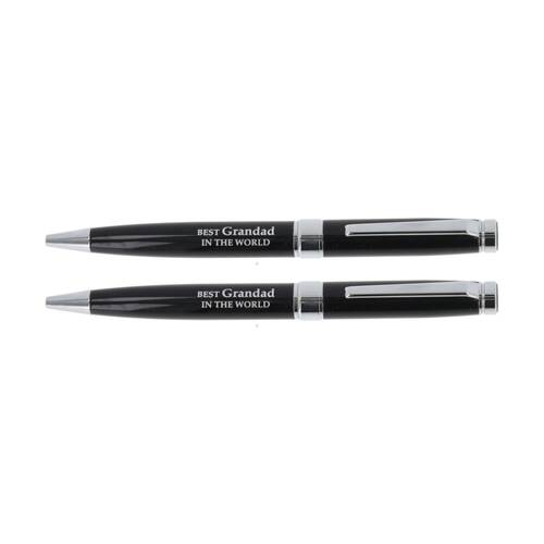 2PK Bridgewater Pen Company Grandad Sentiment Ballpen Black Silver Engraved