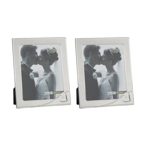 2PK Gibson Gifts Silver Heart Photo Frame 8x10 MDF Metal Glass