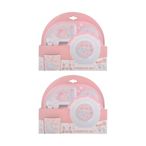 2PK Gibson Gifts Fairies Kids Meal Dinner Set Melamine Plate Bowl Cup Cutlery