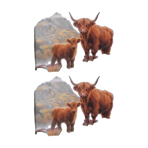 2PK 4pc Macneil Highland Cow Rectangle Placemat Set Cork Laminent