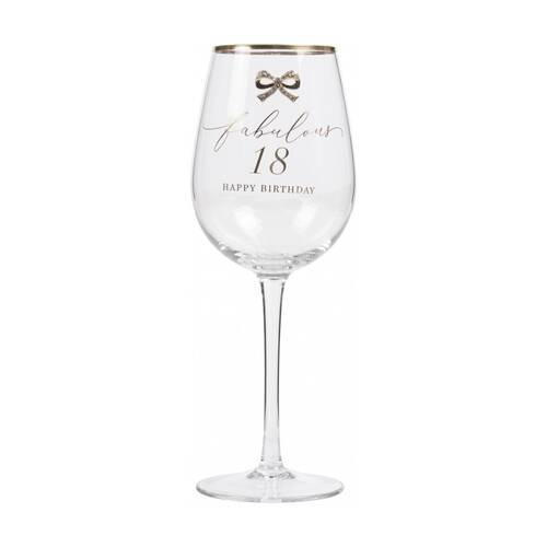 Madelaine 18th Script Bow Champagne/Red Wine Glass Stemmed Clear Gold
