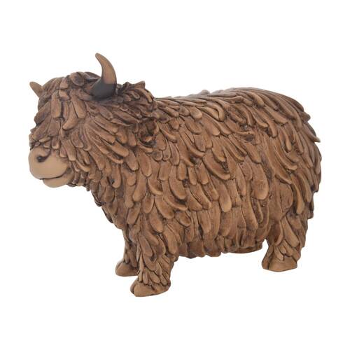 Gibson Gifts Hughie Highland Cow Large Figurine Brown Polyresin
