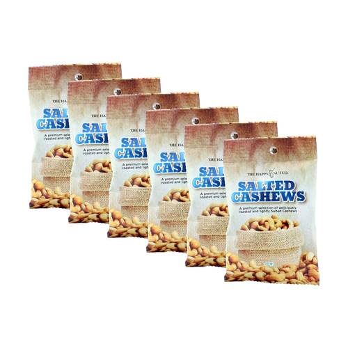 6PK The Happy Nut Co Roasted & Lightly Salted Cashews Ready To Eat Snack 150g