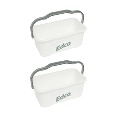 2PK Edco All-Purpose Mop and Squeegee Bucket W/ Durable Handle White 11L