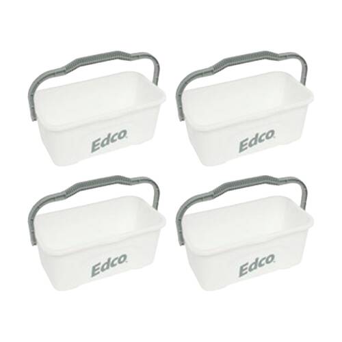 4PK Edco All-Purpose Mop and Squeegee Bucket W/ Durable Handle White 11L