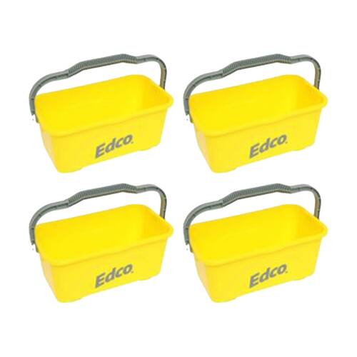 4PK Edco All-Purpose Mop and Squeegee Bucket W/ Durable Handle Yellow 11L
