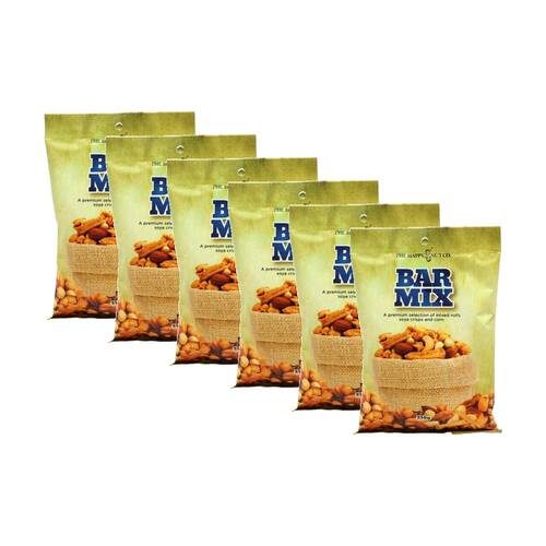 6PK The Happy Nut Co Bar Mix W/ Mixed Nuts Soya Crisps & Corn 250g