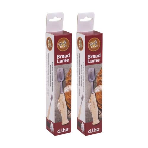 2PK Daily Bake Bread Lame Curved Stainless Steel Blades W/ Beechwood Handle