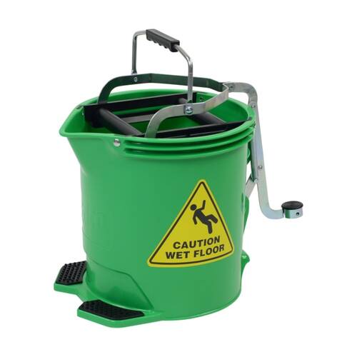 Edco Metal Wringer Bucket Registered Design With Twin Foot Pedal Green 15L