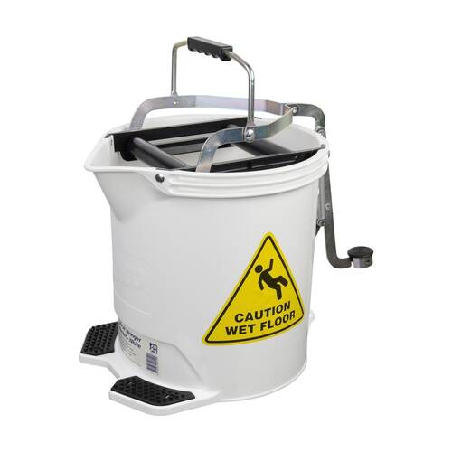 Edco Metal Wringer Bucket Registered Design With Twin Foot Pedal White 15L