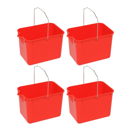4PK Edco General Purpose Squeeze Mop Bucket With Strong Handles Red 9L