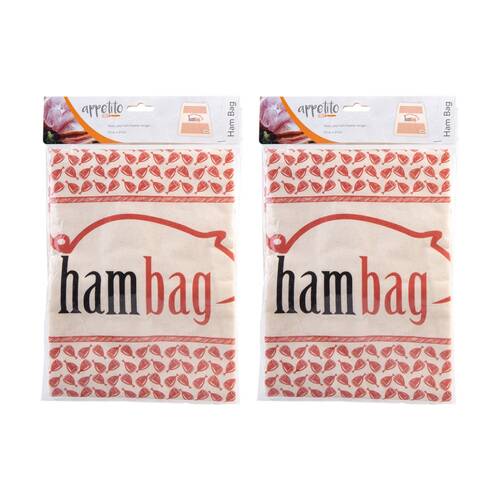 2PK Appetito Reusable Breathable Drawstring Closure Ham Bag 100% Cotton