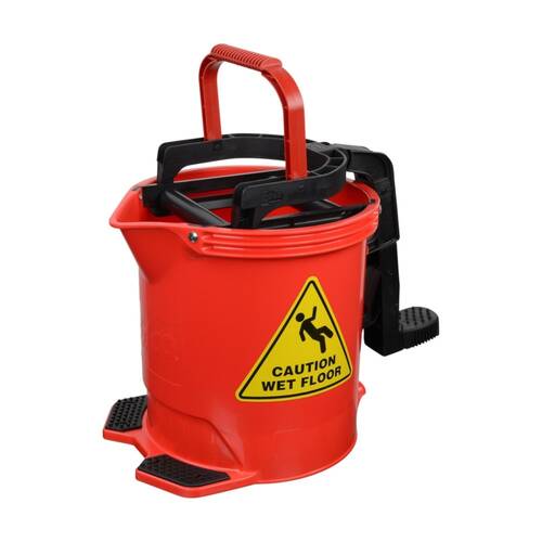 Edco Enduro Nylon Wringer Bucket Mkii W/ Twin Foot Pedals Red 15L