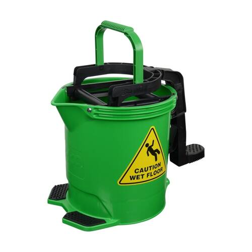 Edco Enduro Nylon Wringer Bucket Mkii W/ Twin Foot Pedals Green 15L