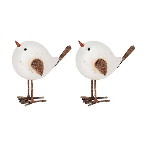 2PK Timber White Bird Indoor/Outdoor Home Decor Ornament Figurine 10.7x9x6cm