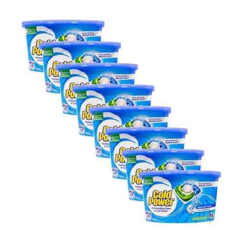 8x 18pc Cold Power Advanced Clean Water Enzyme Laundry Capsules 252g