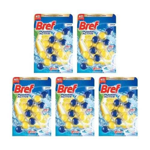 5x Bref 3pc Toilet Cage Power Active Lemon Fresh Cleaner Tablets Freshner 50g
