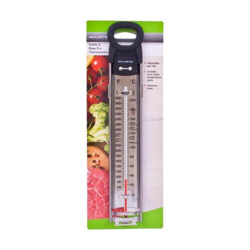 AcuRite Stainless Steel Candy & Deep Fry Thermometer W/ Adjustable Clip