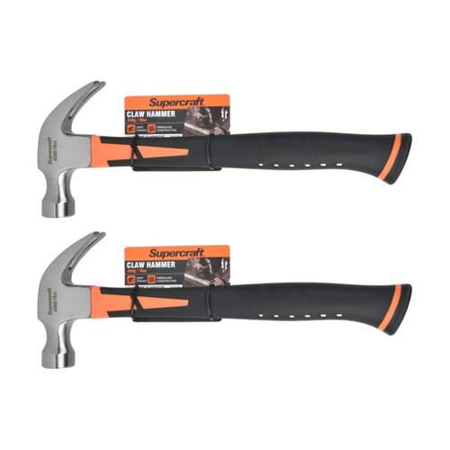 2PK Supercraft Claw Hammer DIY/Carpentry Tool W/ Fibreglass Handle 450g