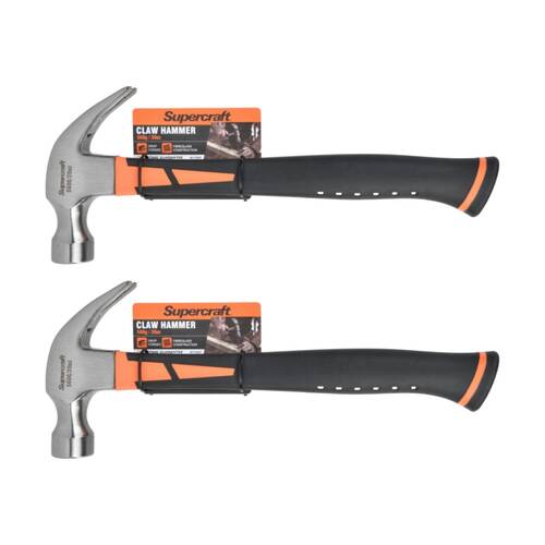 2PK Supercraft Claw Hammer DIY/Carpentry Tool W/ Fibreglass Handle 560g