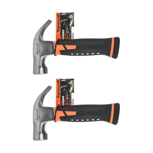 2PK Supercraft Stubby Claw Hammer Carpentry Tool W/ Fibreglass Handle 280g
