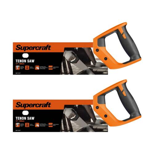 2PK Supercraft Tenon Saw DIY/Carpentry Tool W/ Soft Grip Handle 300mmx14TPI