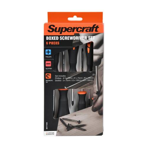 6pc Supercraft Boxed Screwdriver DIY/Carpentry Tool Set Phillips & Slotted
