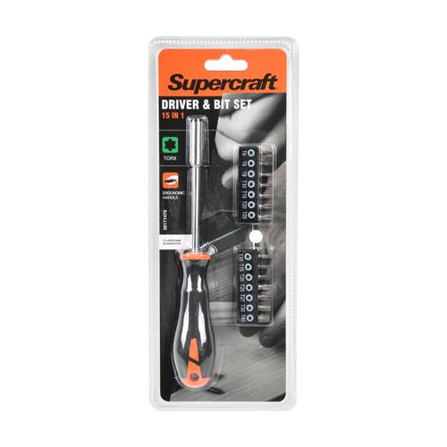 Supercraft 15-in-1 Torx Screwdriver & Bit DIY/Carpentry Tool Set Multi-sized