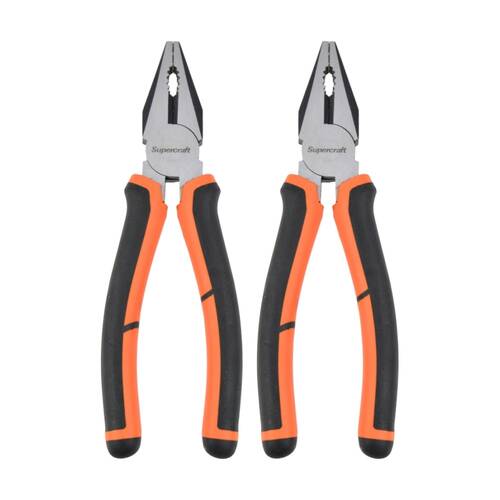 2PK Supercraft Combination Chrome Vanadium Steel Plier W/ Soft Grip Handle 180mm