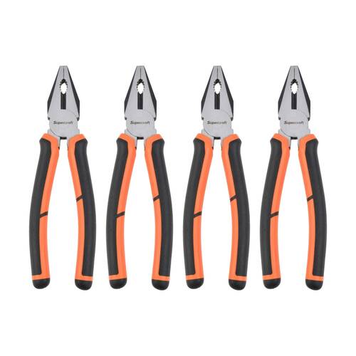 4PK Supercraft Combination Chrome Vanadium Steel Plier W/ Soft Grip Handle 200mm
