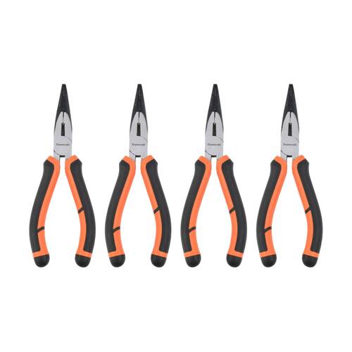 4PK Supercraft Long Nose Chrome Vanadium Steel Plier W/ Soft Grip Handles 160mm